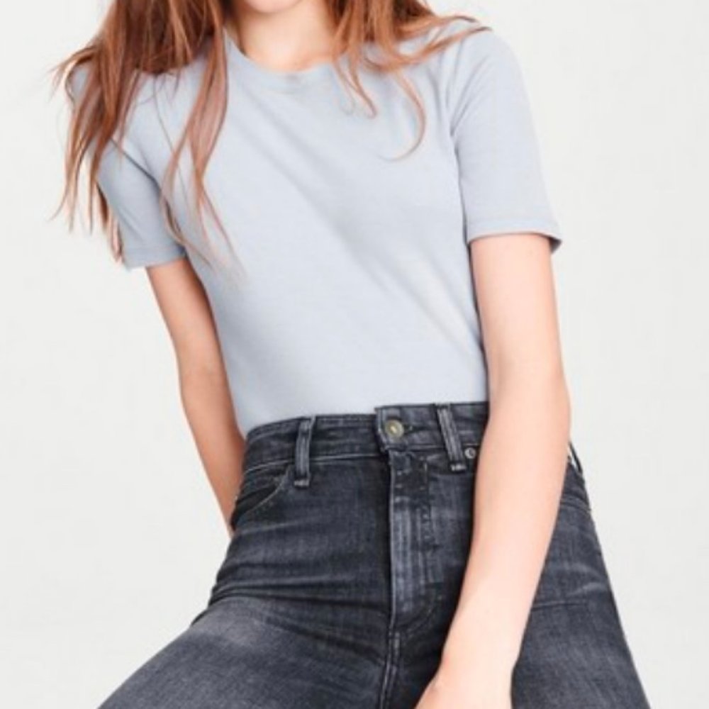 Rag & Bone Rib Tee - Fitted shirt Blue (XS)
